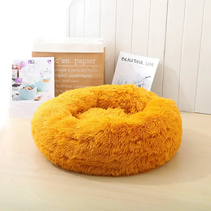 "Calming Donut Dog Bed – Warm & Soft Plush Pet Cushion for Dogs & Cats"